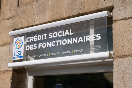 Bordeaux, Aquitaine / France - 09 25 2020: CSF logo office and text sign French personal civil servants bank and insurance agencyのeditorial素材