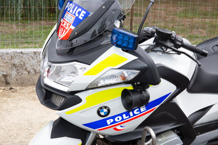 Bordeaux, Aquitaine / France - 10 01 2020: police logo sign on bmw motorcycle of french policeのeditorial素材