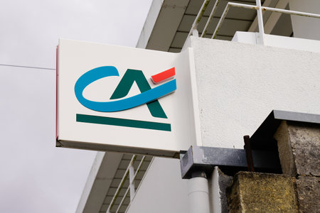 Bordeaux, Aquitaine / France - 10 01 2020: ca sign letters logo of Credit Agricole french bank on facade agency officeのeditorial素材