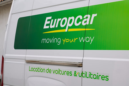 Bordeaux, Aquitaine / France - 10 01 2020: europcar logo and sign rent car lon side truck panel van of rental french vehiclesのeditorial素材