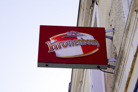 Bordeaux, Aquitaine / France - 10 01 2020: Kronenbourg logo and text sign of french beer on bar restaurant wallのeditorial素材