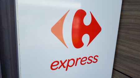 Bordeaux, Aquitaine / France - 10 01 2020: Carrefour express text logo and text sign on town store...