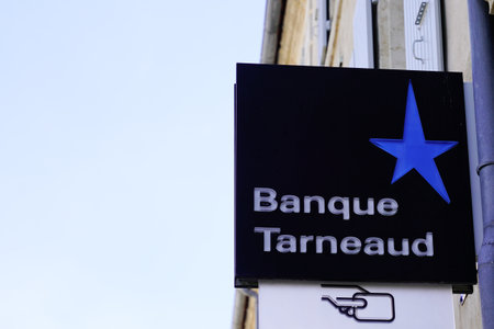 Bordeaux, Aquitaine / France - 10 10 2020: Banque tarneaud text sign and logo star blue front of office French bank agencyのeditorial素材