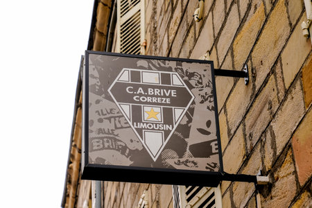 brive, Correze / France - 10 10 2020: CA brive Correze Limousin logo and text sign front of shop boutique fashion accessories clothing of Rugby trendのeditorial素材