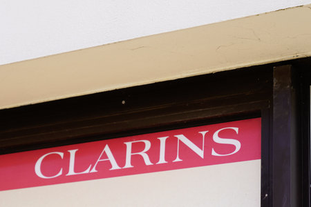 Bordeaux, Aquitaine / France - 10 30 2020: Clarins logo and text sign front of shop seller cosmetics perfume and personal careのeditorial素材
