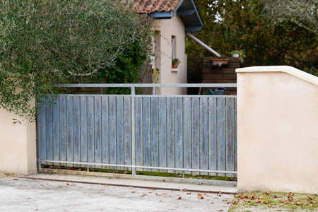gray panel brut wooden house portal of a traditional house