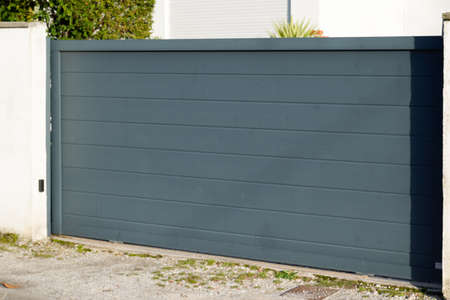 Aluminum gray metal sliding gate of suburb house