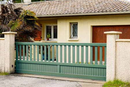 street suburb home green metal aluminum house gate access