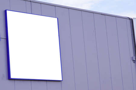 Blank square store signboard store empty shop lightbox on facade wall