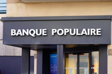 Bordeaux, Aquitaine / France - 11 01 2020: Banque populaire logo and text sign front of office bank agency facadeのeditorial素材