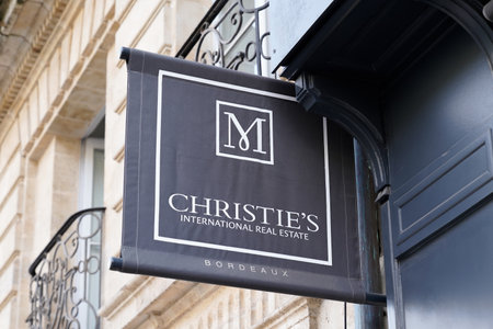 Bordeaux, Aquitaine / France - 11 01 2020: christies sign text and logo front of real estate luxury agency christie'sのeditorial素材