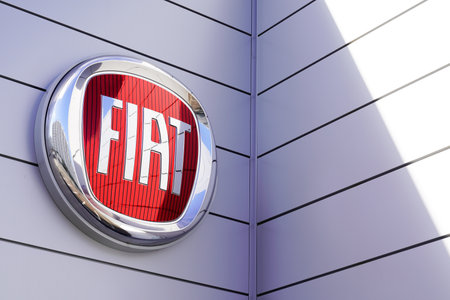 Bordeaux, Aquitaine / France - 11 11 2020: Fiat dealership text and sign logo on wall station car store Italian automobile manufacturerのeditorial素材