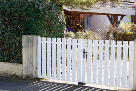 pvc plastic gate white on home street access house garden
