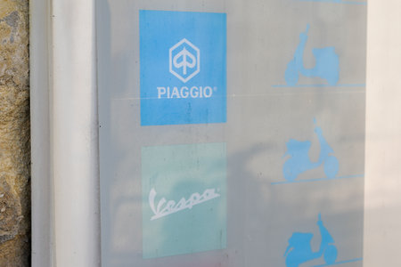 Bordeaux, Aquitaine / France - 11 11 2020: piaggio and vespa logo and text sign of italian motorcycle motorbike scooter brandのeditorial素材
