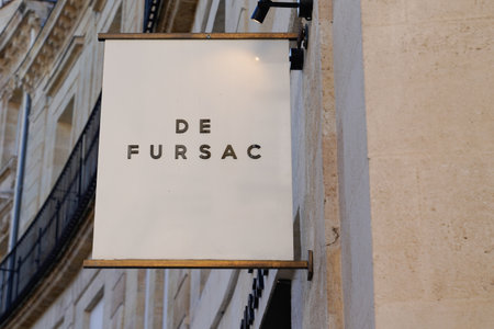 Bordeaux, Aquitaine / France - 11 21 2020: De Fursac logo and text sign front of boutique facade men suits shop fashion clothingのeditorial素材