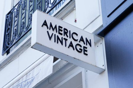 Bordeaux, Aquitaine / France - 11 21 2020: American Vintage logo and text sign front of french store streetwear inspired by American us trends fashion shopのeditorial素材