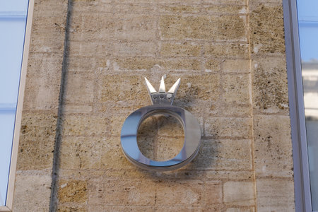 Bordeaux, Aquitaine France - 11 21 2020: Pandora sign o logo front of store Danish brand shop jewelry chain luxury jewelery fashionのeditorial素材