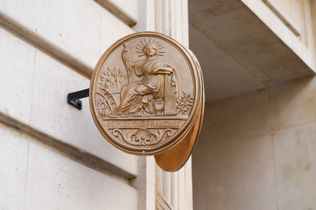Bordeaux, Aquitaine France - 11 21 2020: Notaire golden french sign text and gold logo front of notary office building wallのeditorial素材