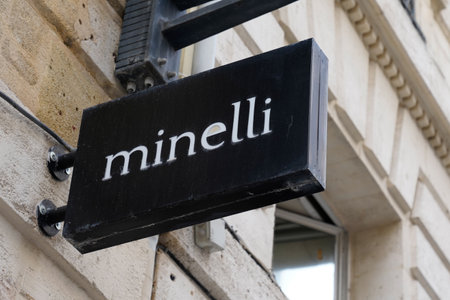 Bordeaux, Aquitaine France - 12 09 2020: Minelli logo text and sign front of shoe store of French chain of footwear brand fashion shoesのeditorial素材
