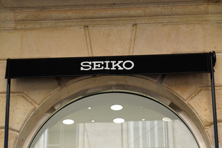 Bordeaux, Aquitaine France - 12 12 2020: seiko logo and sign text front of store fashion brand watches shop in street viewのeditorial素材