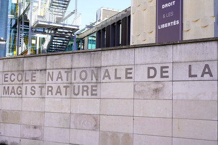 Bordeaux, Aquitaine France - 12 15 2020: enm Ecole nationale de la magistrature text in Bordeaux city France only high National School of Magistracyのeditorial素材