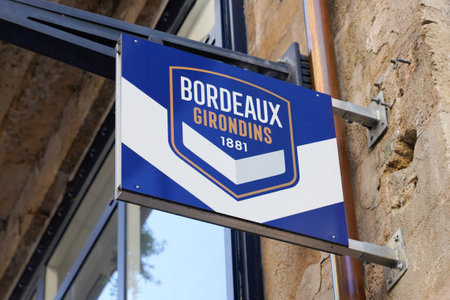 Bordeaux, Aquitaine France - 12 19 2020: FC Girondins de Bordeaux logo and brand sign text for soccer football club supporterのeditorial素材