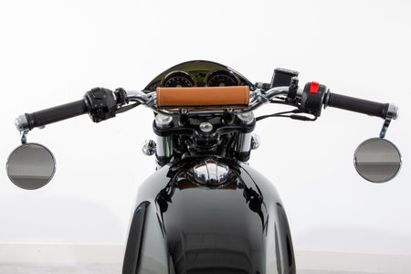 Bordeaux, Aquitaine France - 12 19 2020: Royal Enfield front dashboard tank bike detail with brand...