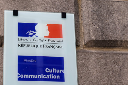 Bordeaux, Aquitaine France - 12 28 2020: ministere culture communication french logo and text sign on building means Ministry of Culture and Communication entrance facadeのeditorial素材