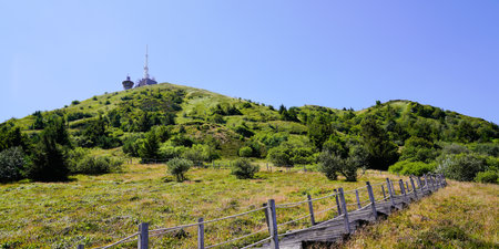 panoramic of french old puy de dome mountain volcano in france