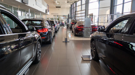 Bordeaux, Aquitaine France - 01 05 2021: bmw car interior shop automobile dealership motorsport...