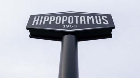 Bordeaux, Aquitaine France - 01 10 2021: Hippopotamus restaurant logo and sign of french steack houseのeditorial素材