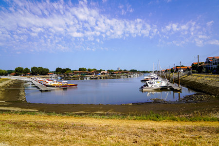 French harbor port in Gujan Mestras in Bassin d'Arcachon south west franceの写真素材