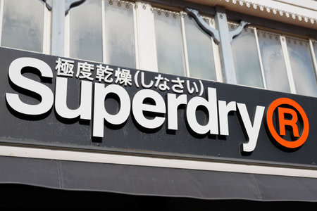Bordeaux, Aquitaine France - 01 18 2021: Superdry store brand logo and text sign for shop UK britain branded clothing company fashionのeditorial素材