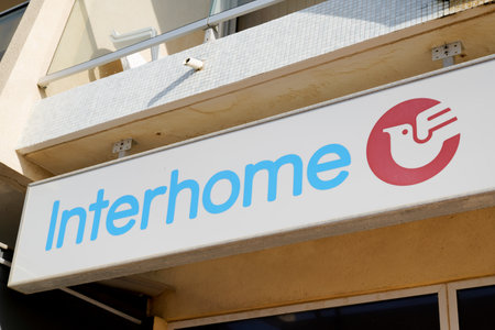 Bordeaux, Aquitaine France - 01 18 2021: interhome sign text and brand logo front of office travel...