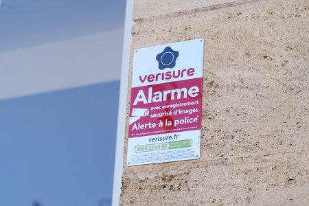 Bordeaux, Aquitaine France - 01 18 2021: verisure logo brand and text sign of home alarm triggers in private houseのeditorial素材