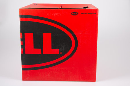 Bordeaux, Aquitaine France - 02 05 2021: bell helmet motorbike box red with and text sign brand of...