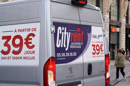 Bordeaux, Aquitaine France - 02 16 2021: cityrent Enterprise logo and text sign on van rental panel...
