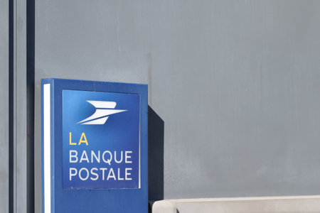 Bordeaux, Aquitaine France - 02 20 2021: La Banque Postale logo text and sign brand agency wall office French bank post shopのeditorial素材