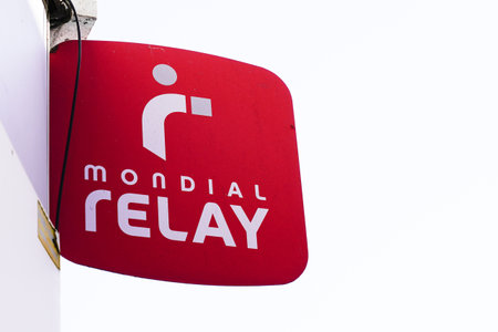 Bordeaux, Aquitaine France - 02 25 2021: Mondial Relay sign brand and text logo store front of shop delivery parcel postのeditorial素材