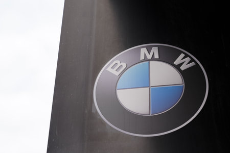 Bordeaux, Aquitaine France - 03 08 2021: BMW logo round text and brand sign of car dealership store german vehicles shopのeditorial素材