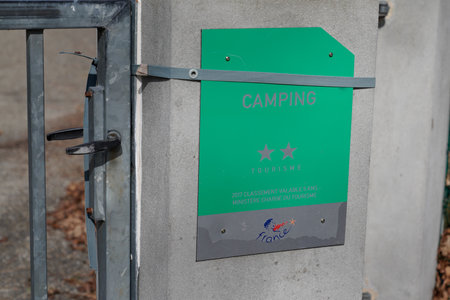 Bordeaux, Aquitaine France - 03 18 2021: camping site two stars 2 french Quality Tourism logo and text sign state-guaranteed brand france hospitality for touristのeditorial素材