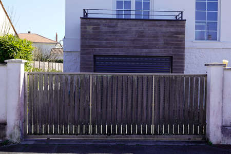 portal wooden gate house in street view outdoor home door entrance