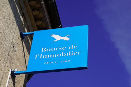 Bordeaux, Aquitaine France - 03 22 2021: Bourse de l'Immobilier text brand and sign logo front of real estate agency broker office company shopのeditorial素材