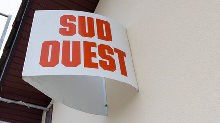 Bordeaux, Aquitaine France - 03 25 2021: Sud Ouest logo sign and brand text of French newspaper...
