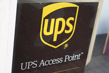 Bordeaux, Aquitaine France - 03 29 2021: UPS Access point logo sign and brand text on office windows of shop retailer dealer storeのeditorial素材