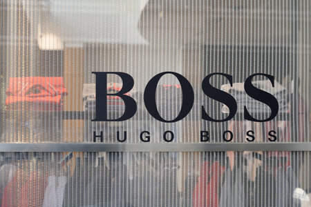 Bordeaux, Aquitaine France - 04 10 2021: Hugo Boss logo brand and text sign front of store German luxury boutique fashion shopのeditorial素材