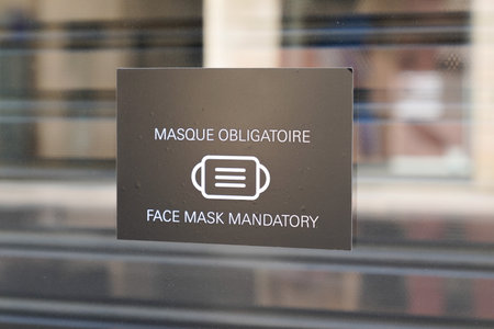 Bordeaux, Aquitaine France - 04 10 2021: masque obligatory text French means face mandatory mask...