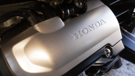 Bordeaux, Aquitaine France - 04 22 2021: Honda logo sign and brand text on engine ctx body of gt motorbike cruiserのeditorial素材
