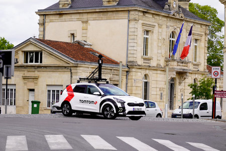 Bordeaux, Aquitaine France - 05 04 2021: TomTom Street View camera car mapping street in city and all roads routeのeditorial素材