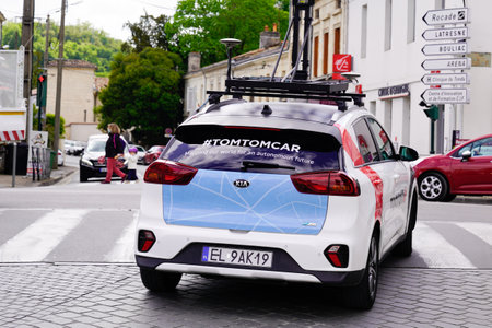 Bordeaux, Aquitaine France - 05 04 2021: TomTom sign brand and logo text on kia gps Street View camera carのeditorial素材